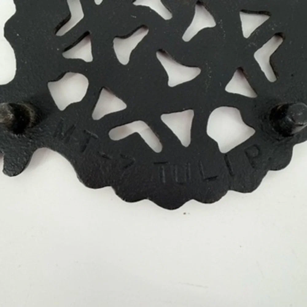 Vintage Black Cast Iron Trivet Set 5pc Pennsylvania Dutch Folk Art MT Series